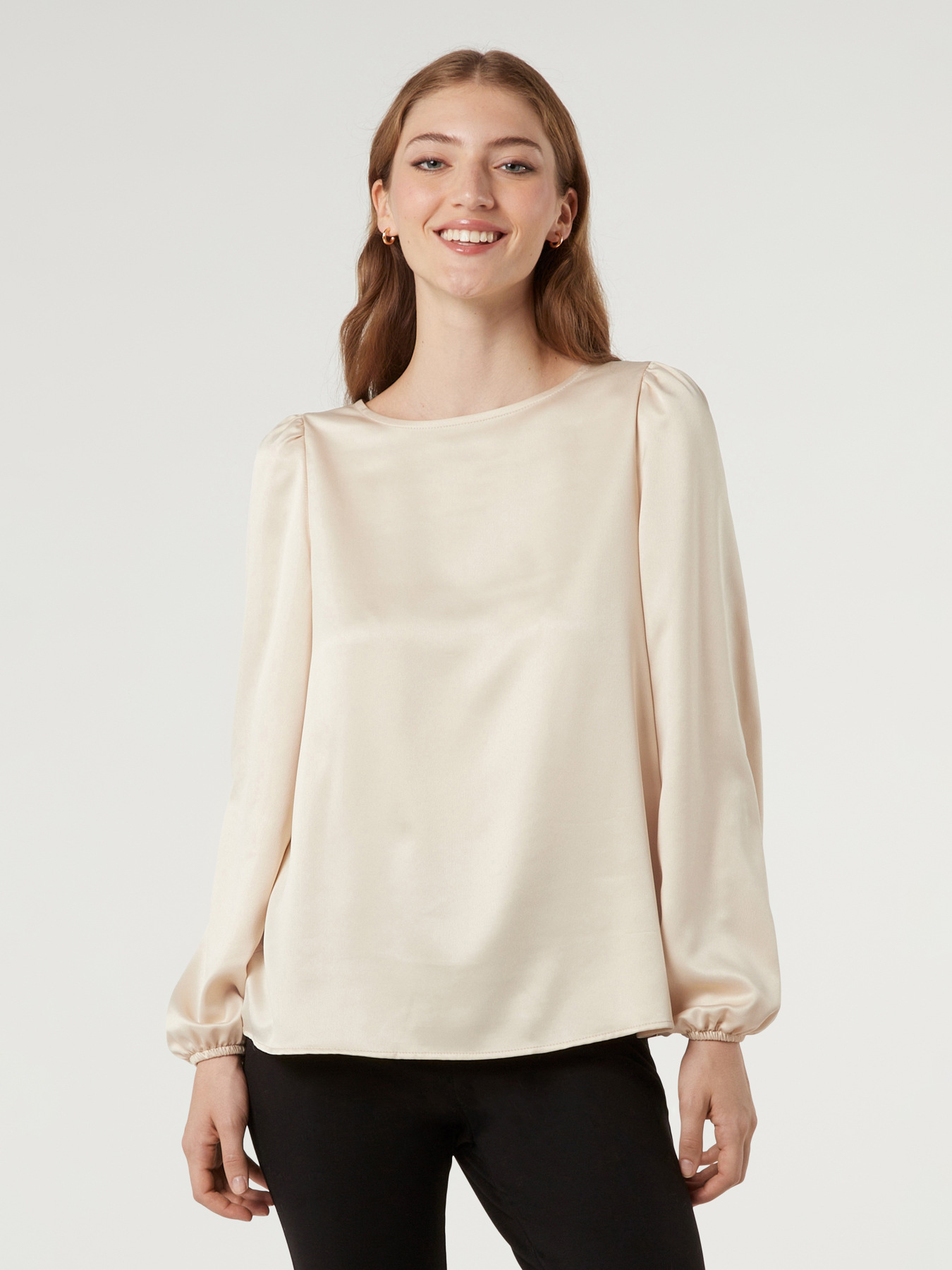 Blusa bimaterica maniche lunghe image number 0