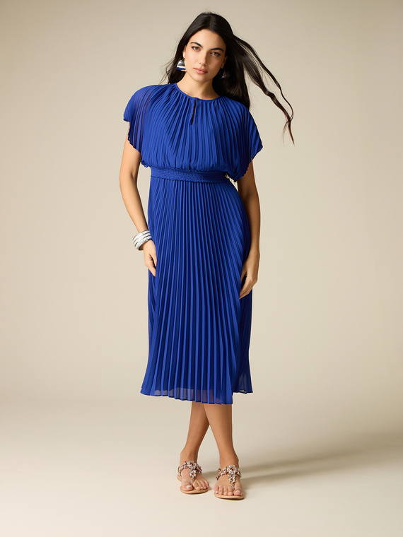 Midi dress in pleated georgette