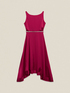 Vestito lungo in raso con cintura gioiello image number 4