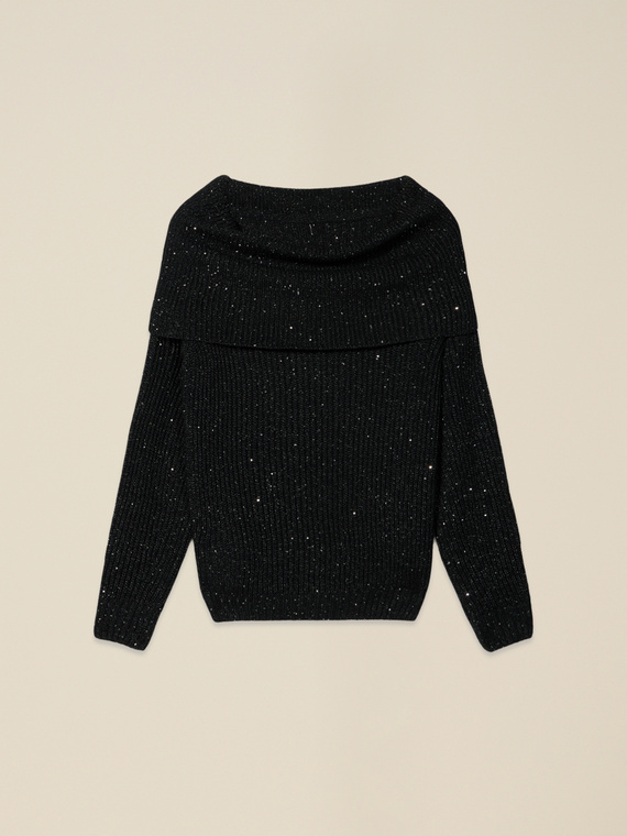 Off-shoulder sequined top