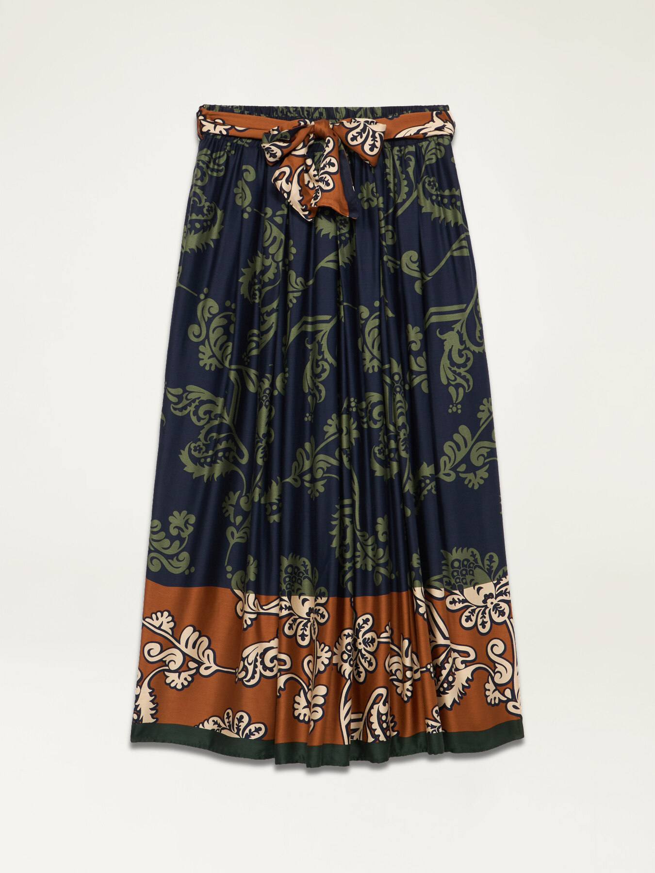 Patterned viscose midi skirt image number 4