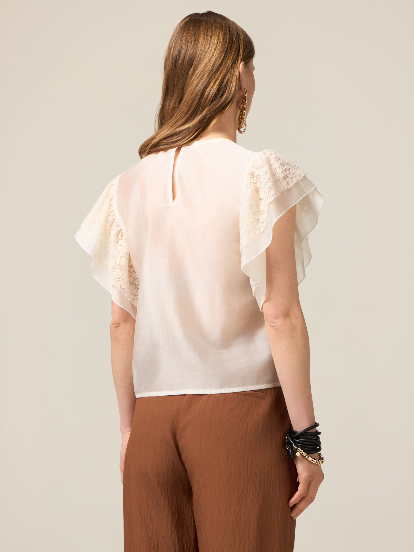 Blouse with lace inserts image number 1