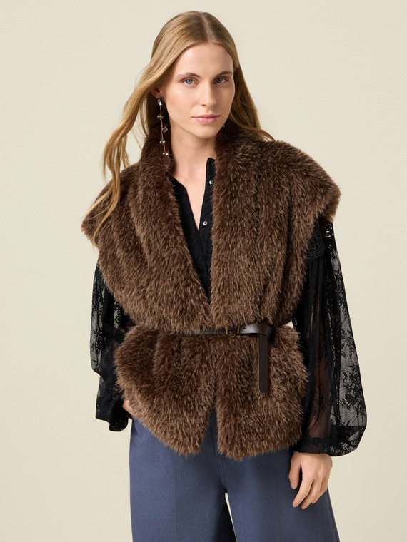 Soft fabric cape with belt