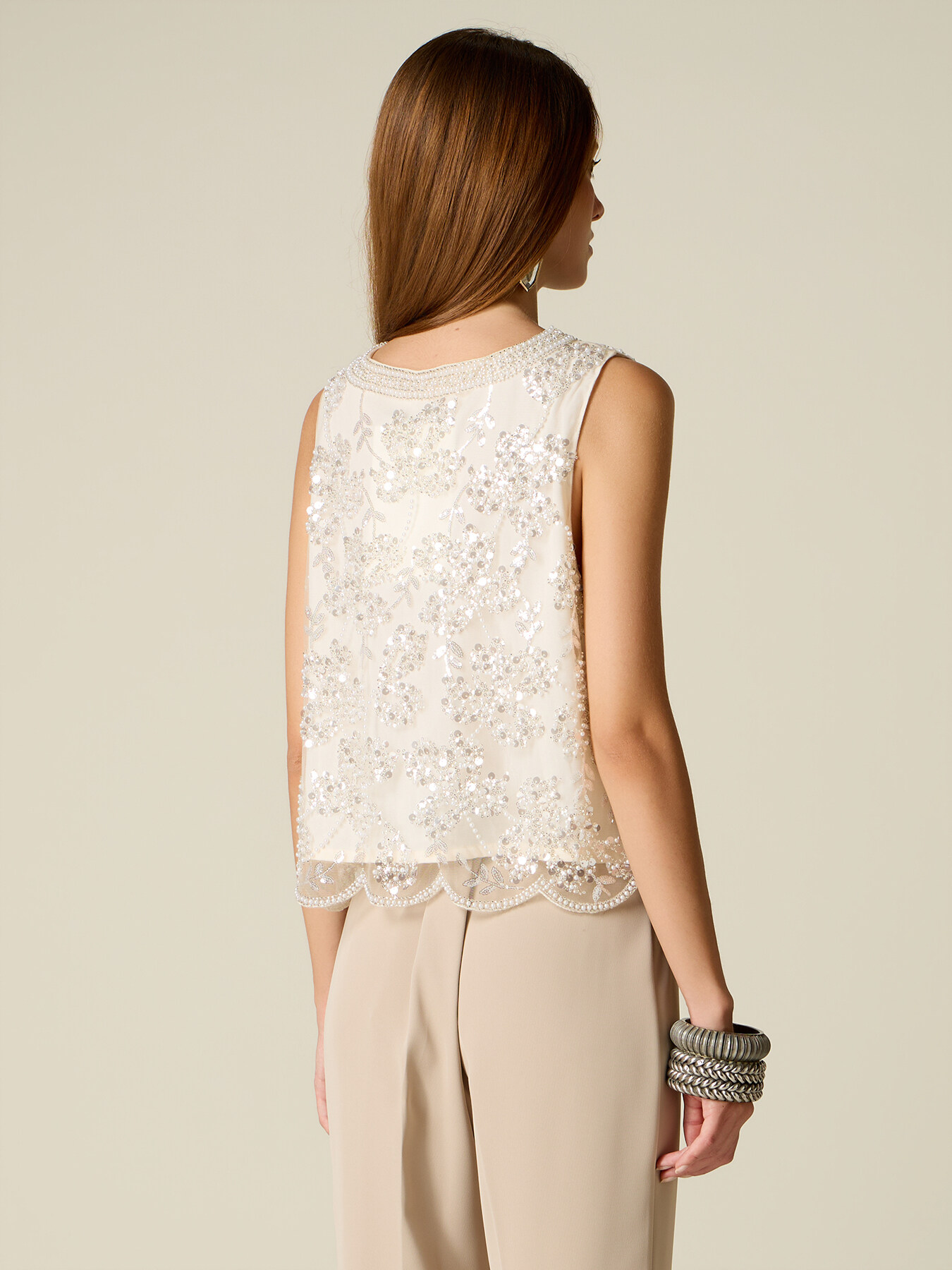 Top en tulle avec broderie bijou image number 1
