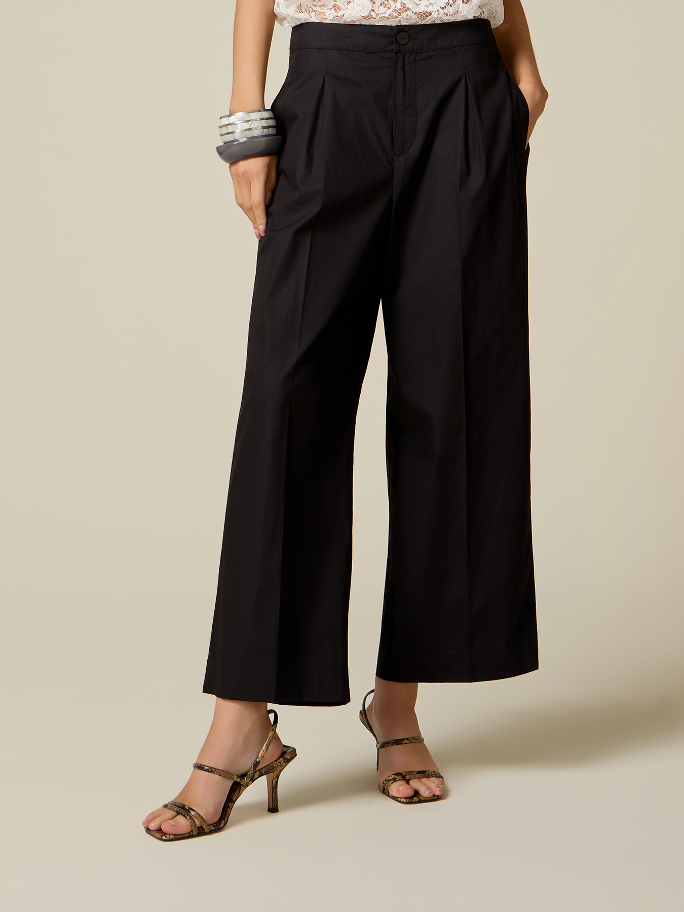 Palazzo pants in poplin image number 3