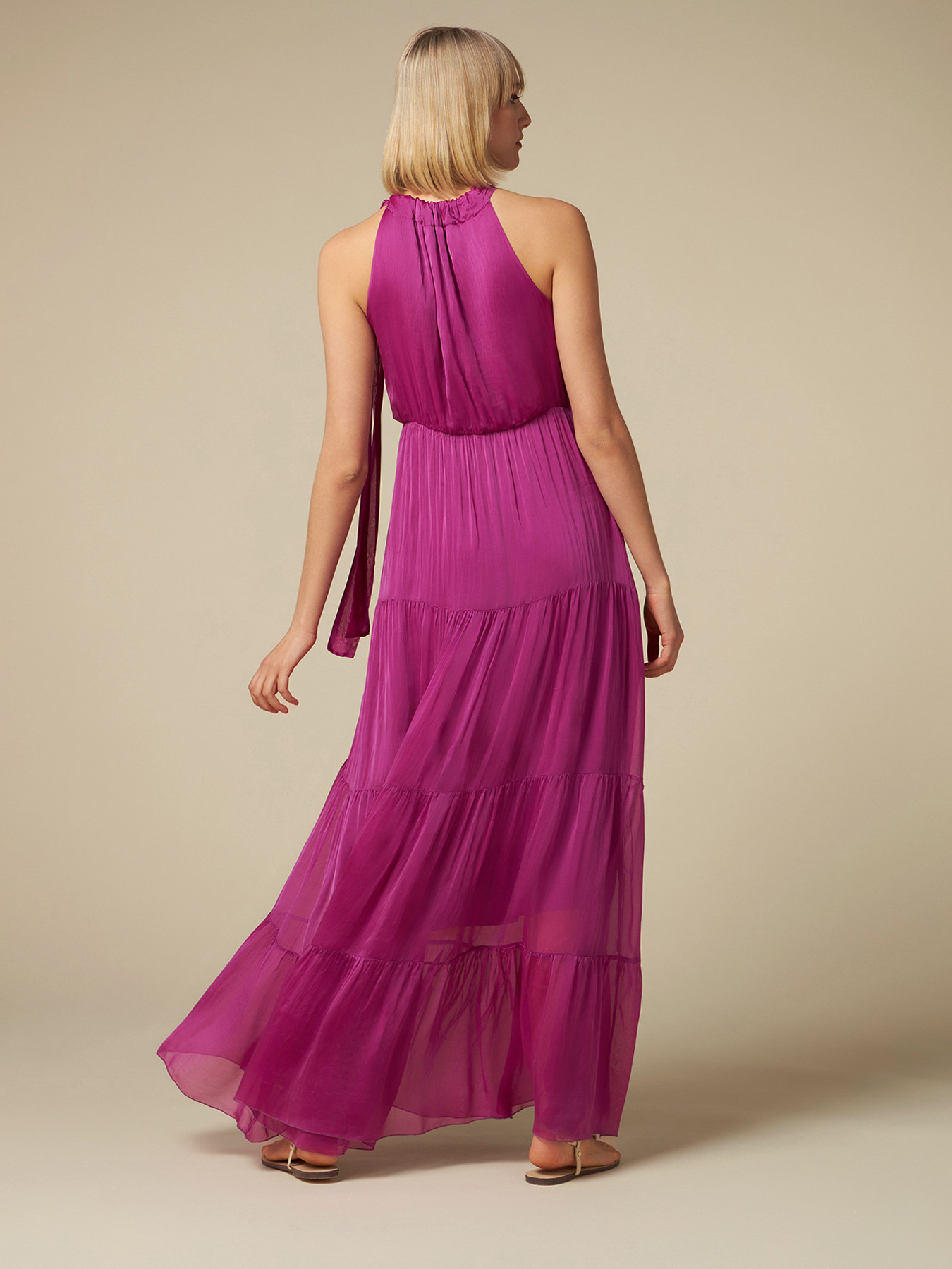 Abito lungo in chiffon misto seta image number 1