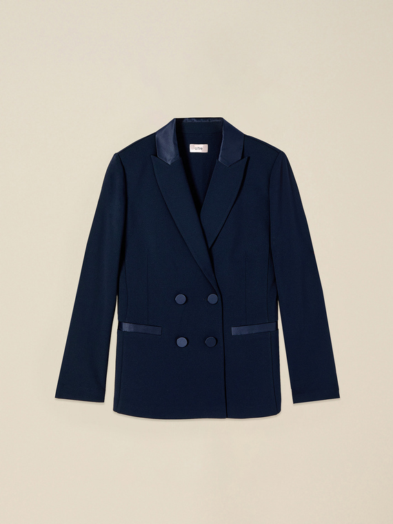 Double-breasted blazer with covered buttons