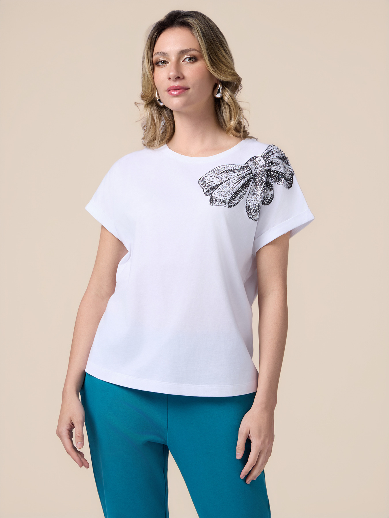 Jersey-T-Shirt mit Druck und Applikationen image number 0