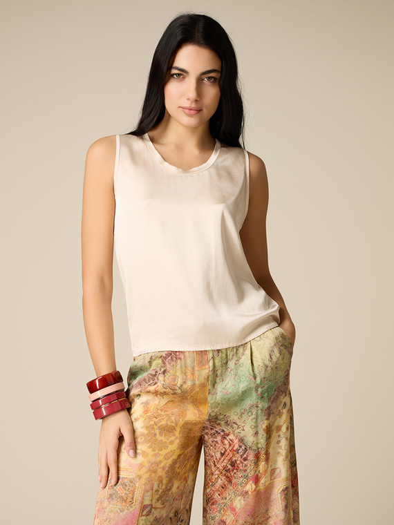 Top en satin m&eacute;lang&eacute; viscose