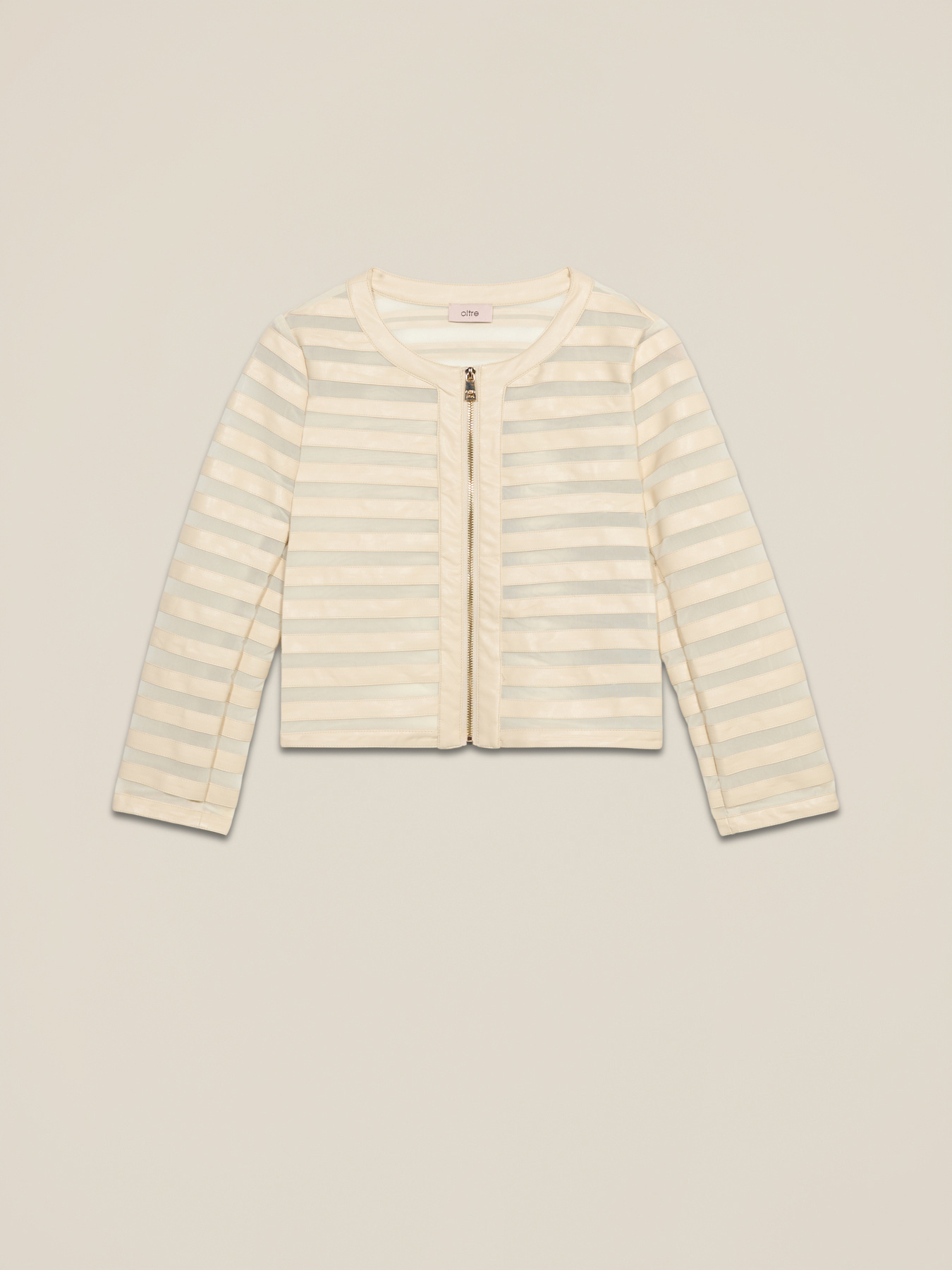 Short striped knit jacket image number 3