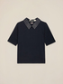 T-shirt maniche corte con colletto gioiello image number 3
