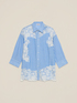 Cămașă oversized &icirc;n dungi cu dantelă image number 3