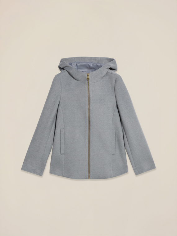 Cappotto corto con cappuccio e zip