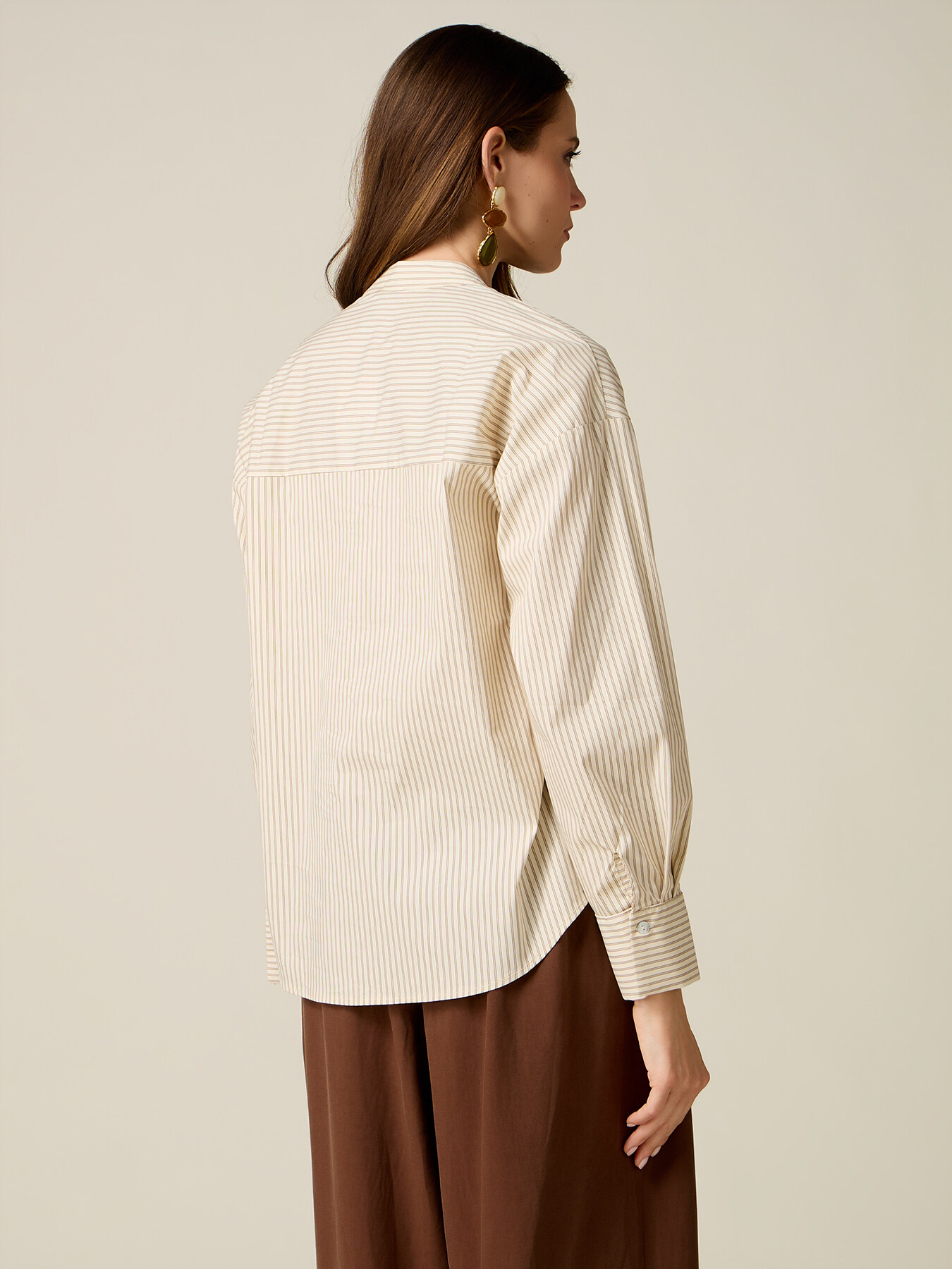 Striped canvas shirt with jewel buttons image number 1