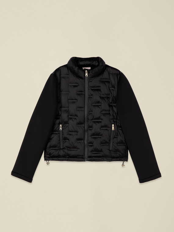 Lightweight puffer jacket with scuba sleeves