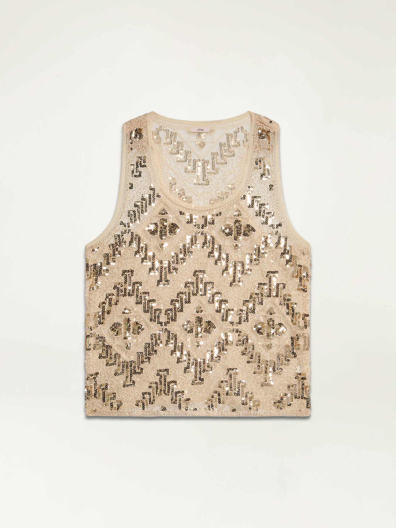 Embroidered tulle top image number 3