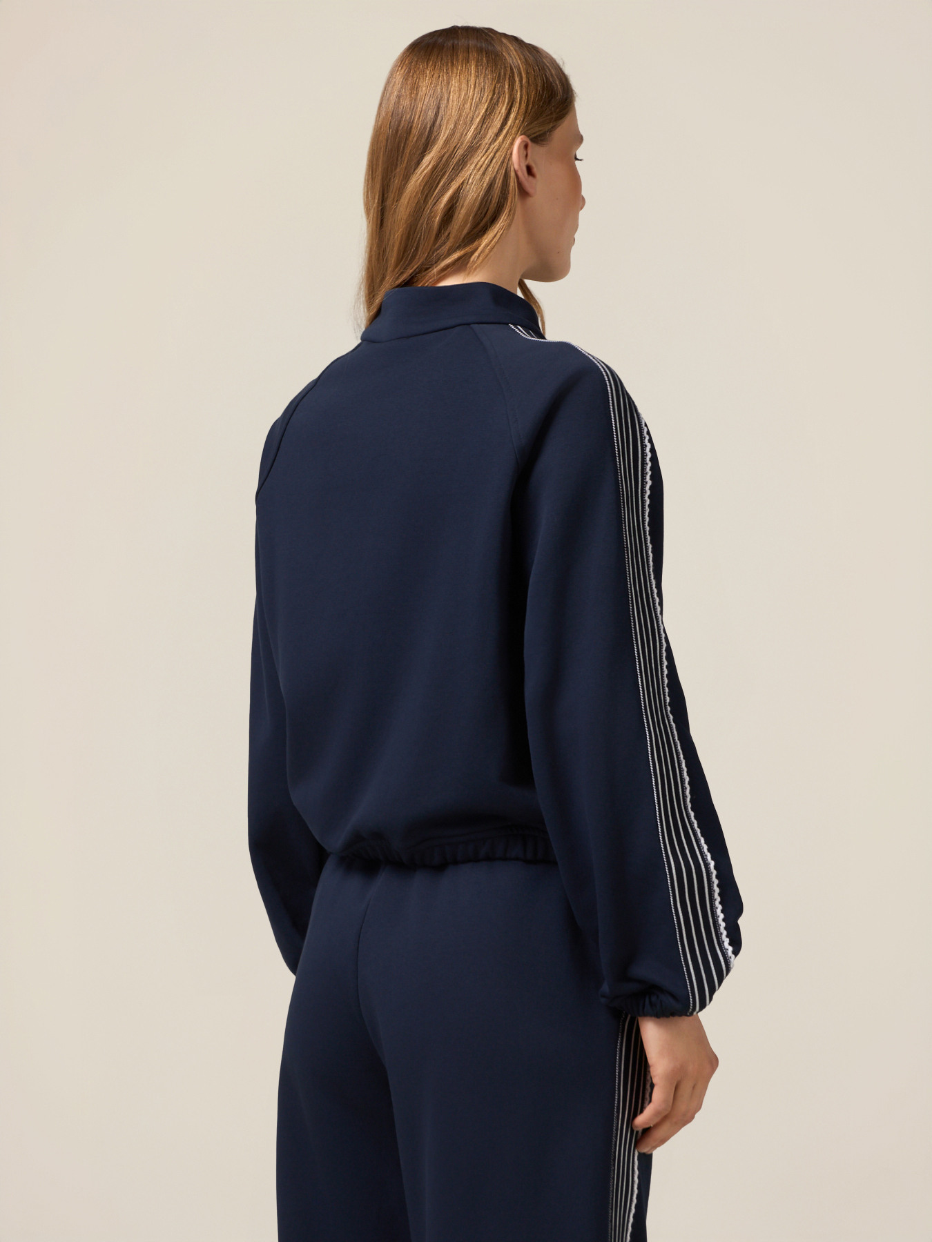 Felpa con zip e profili in pizzo image number 1