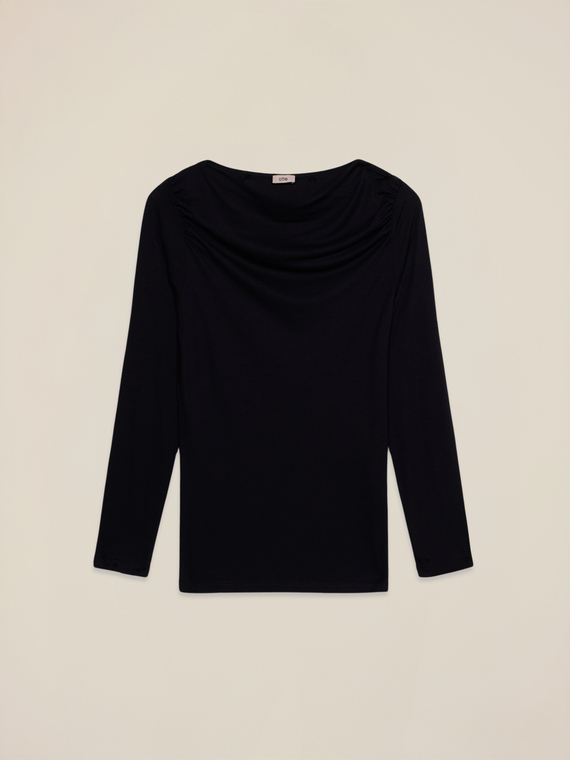 T-shirt in viscosa con drappeggio