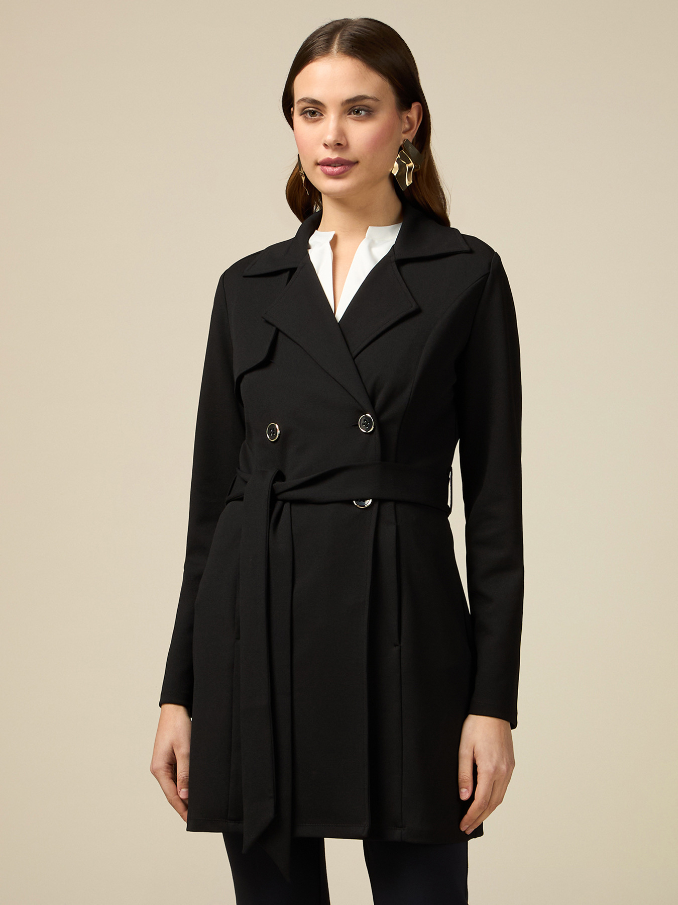 Scuba fabric trench coat image number 0