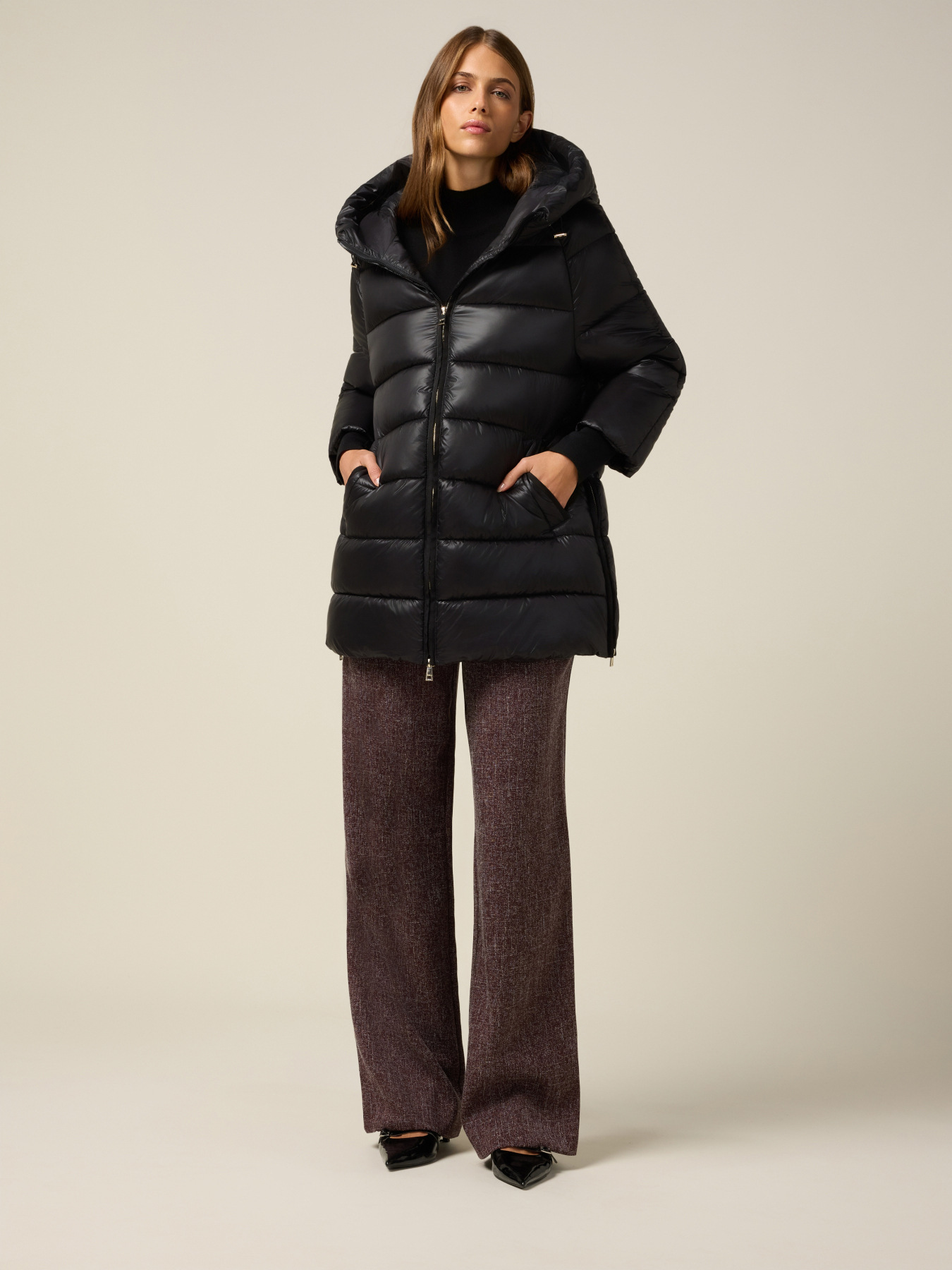 Midi down jacket with hood image number 0