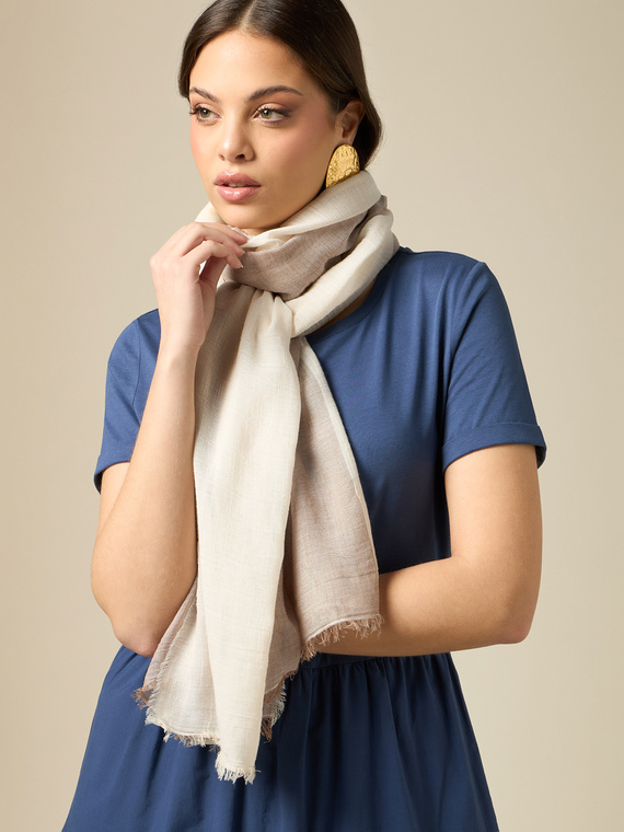 Two-tone linen-blend scarf
