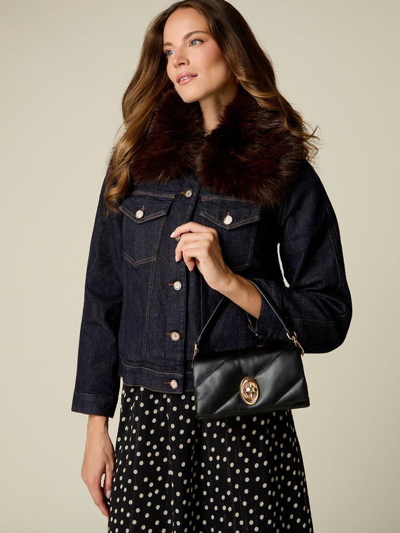 Mini bag in quilted genuine leather