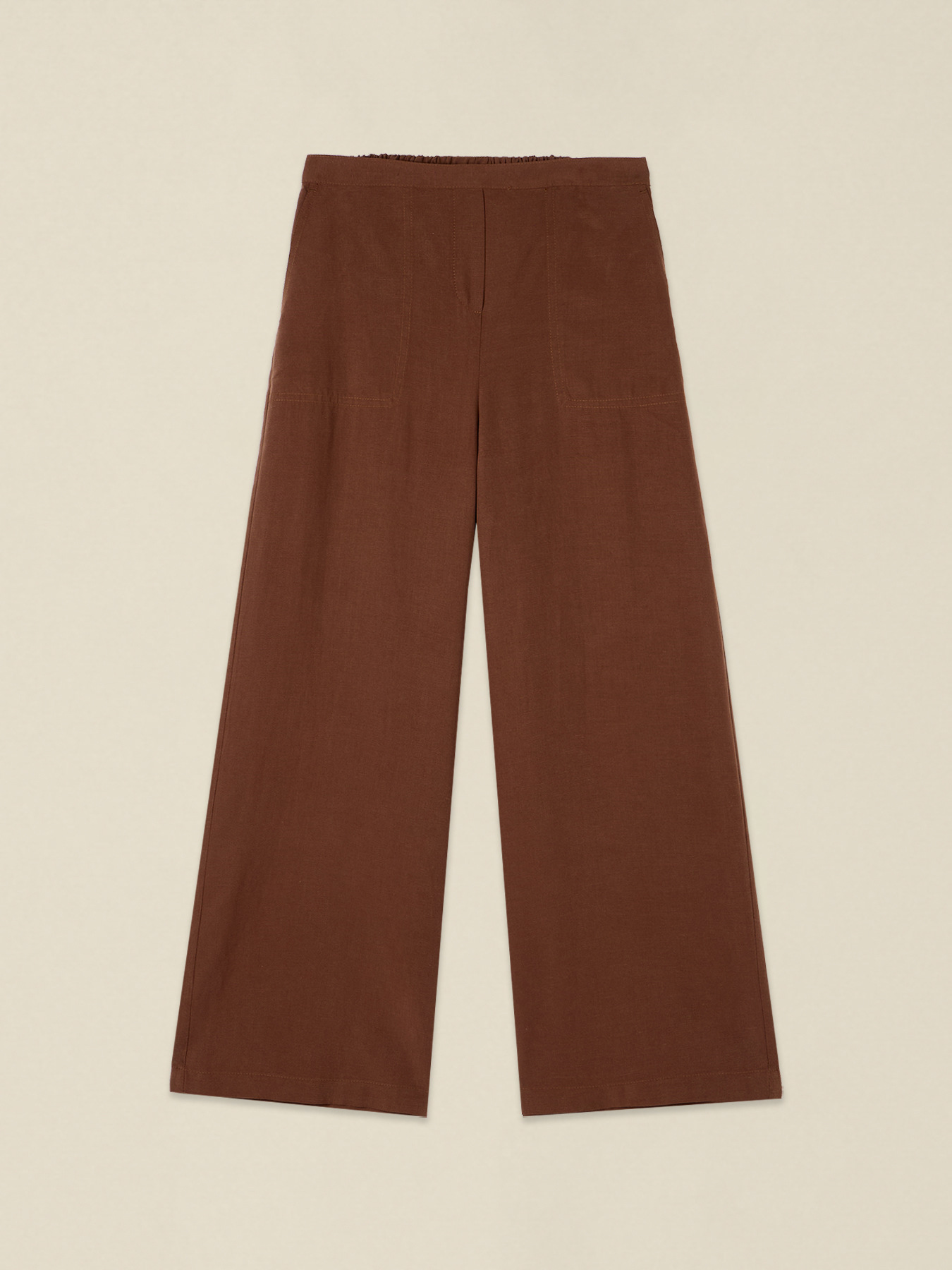 Wide-leg linen blend trousers image number 4