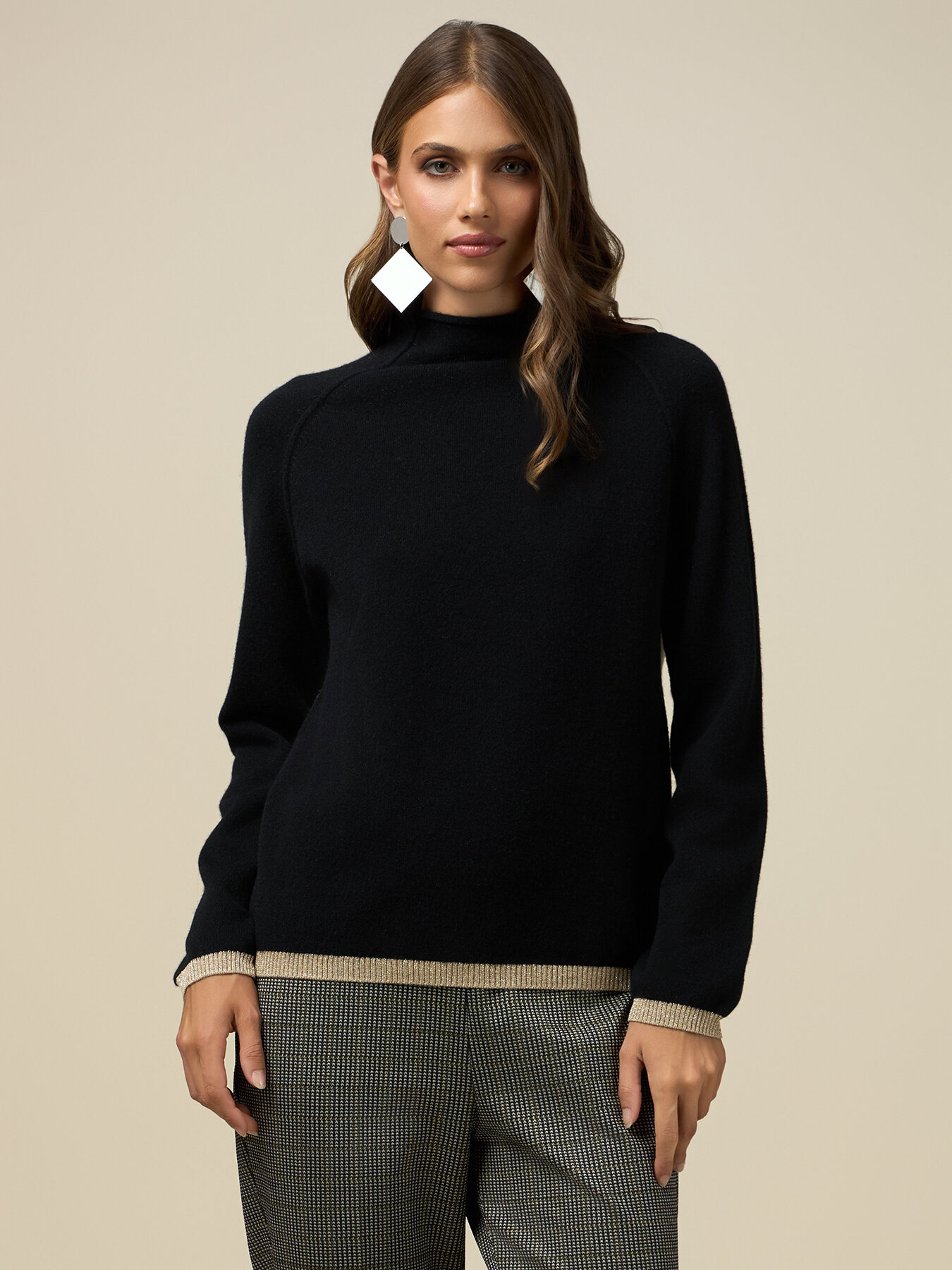 Zweifarbiger Pullover 100 % Wolle image number 0