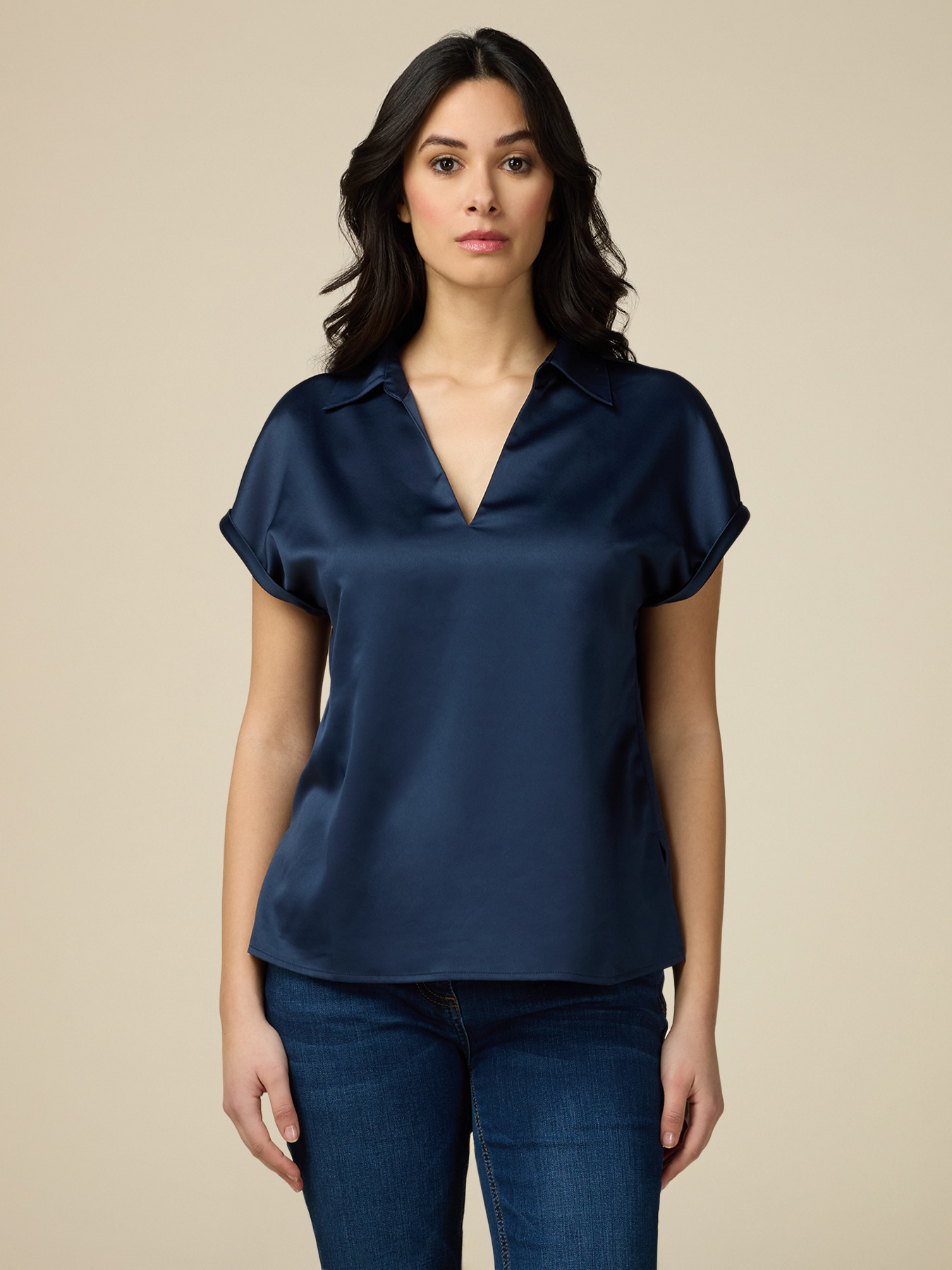 Dual-fabric polo shirt image number 0