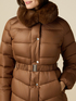 Midi down jacket with belt and furry collar image number 2