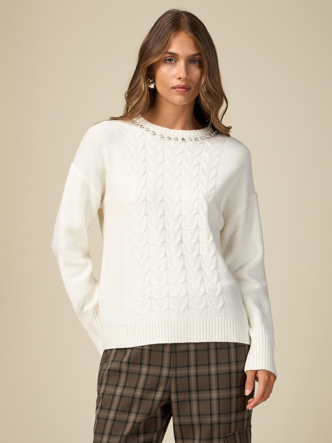 Cashmere blend sweater with gemstones image number 0