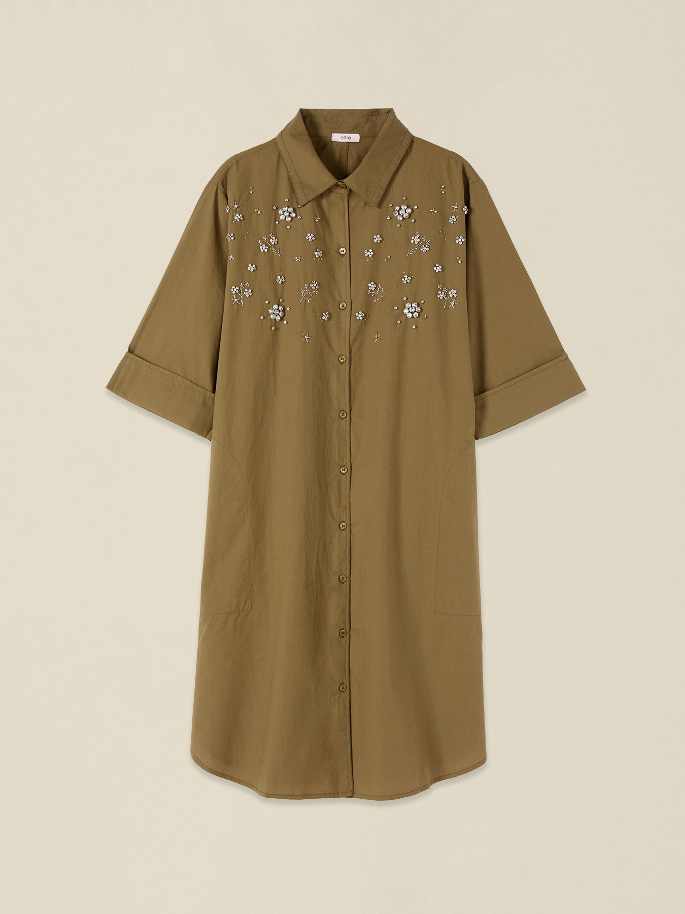Cotton shirtdress with jewel embellishments image number 3