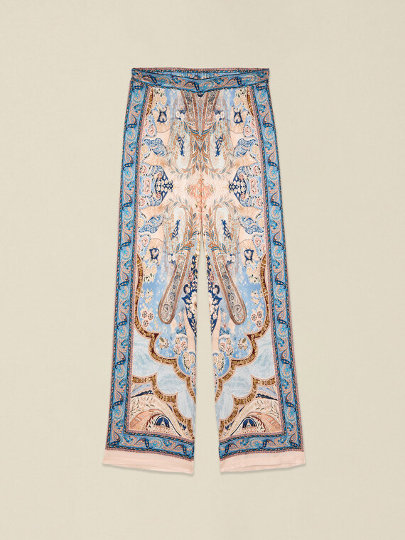 Patterned satin palazzo pants