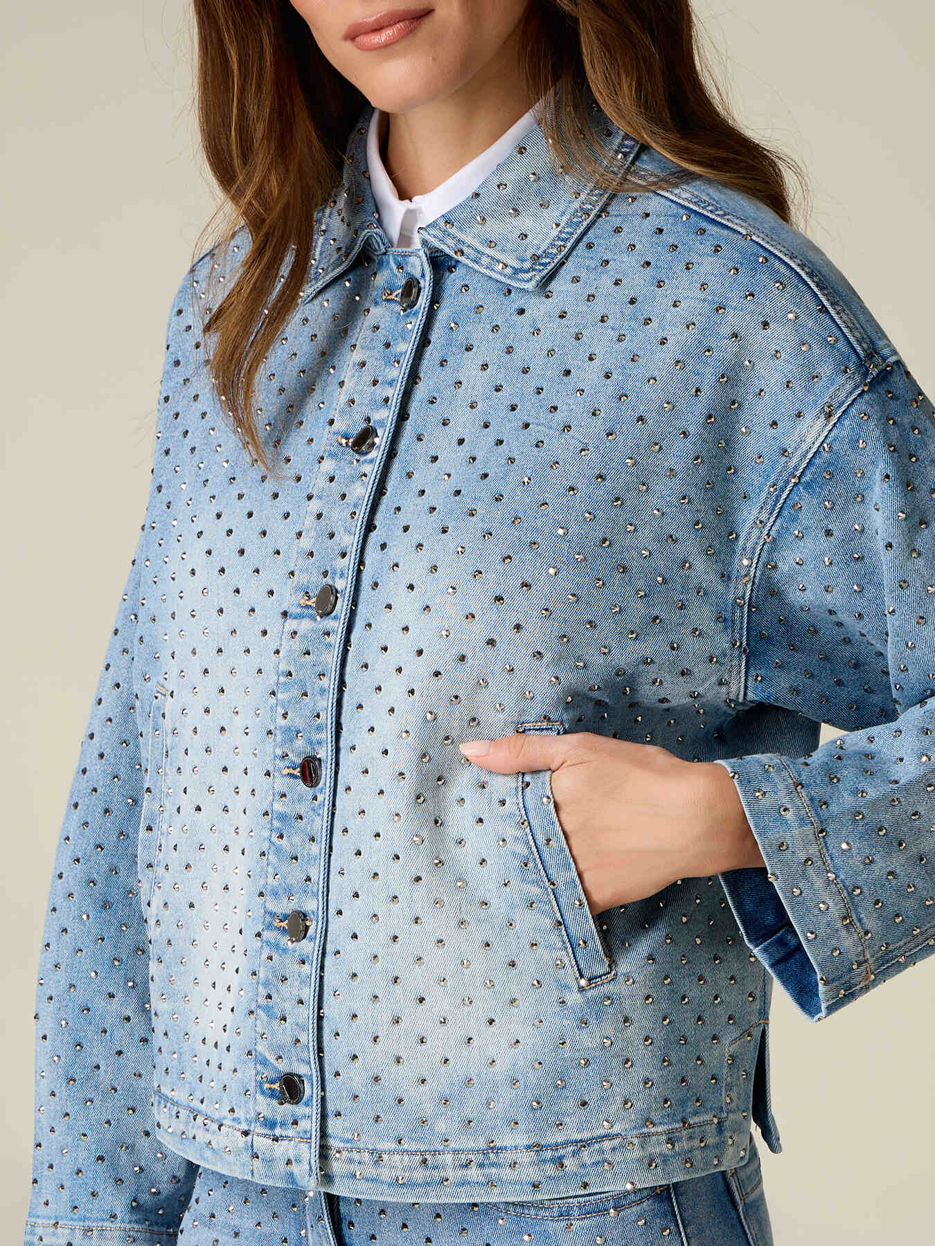 Denim jacket with crystals image number 2