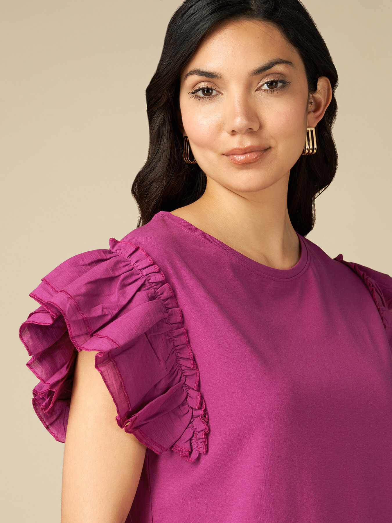 T-shirt boxy con maniche ad aletta image number 2