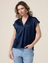 T-shirt bimaterica scollo a V image number 0