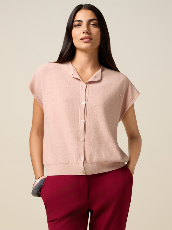 Short cardigan with sequins