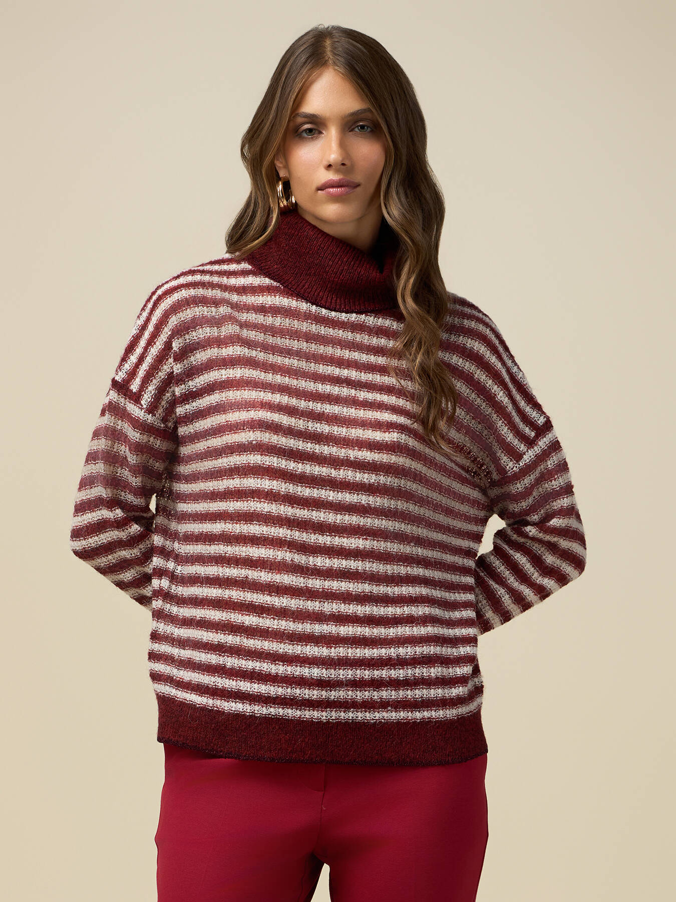 Striped wool blend turtleneck pullover image number 0