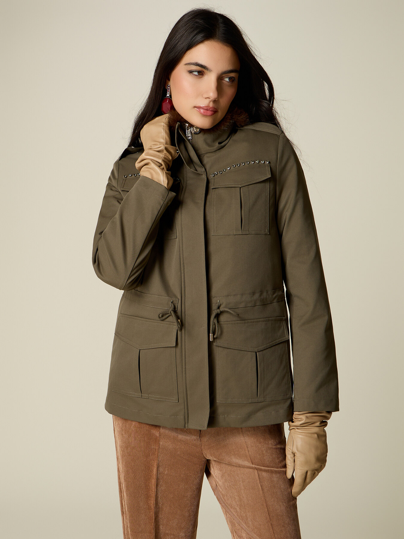 Parka aus Baumwollmischgewebe mit Nieten image number 0