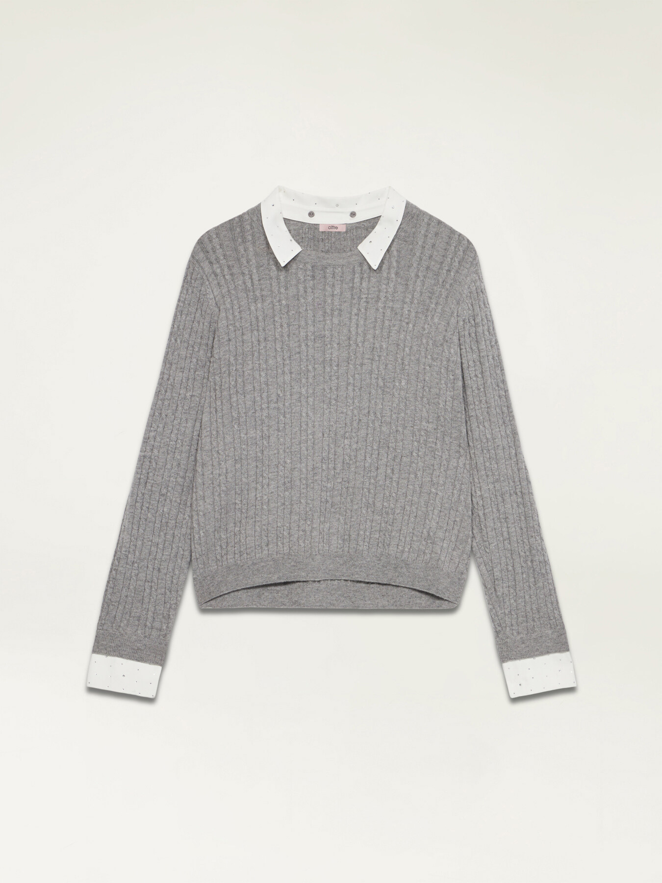 Cable knit with shirt details