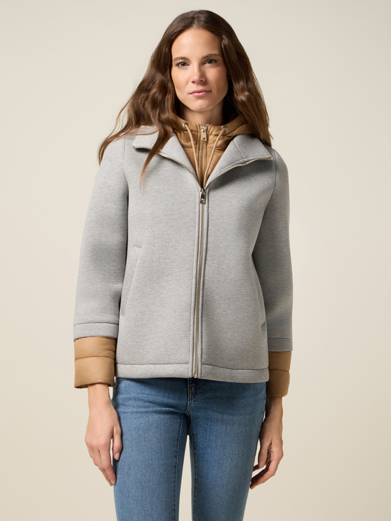 Chaqueta bimaterial combinada