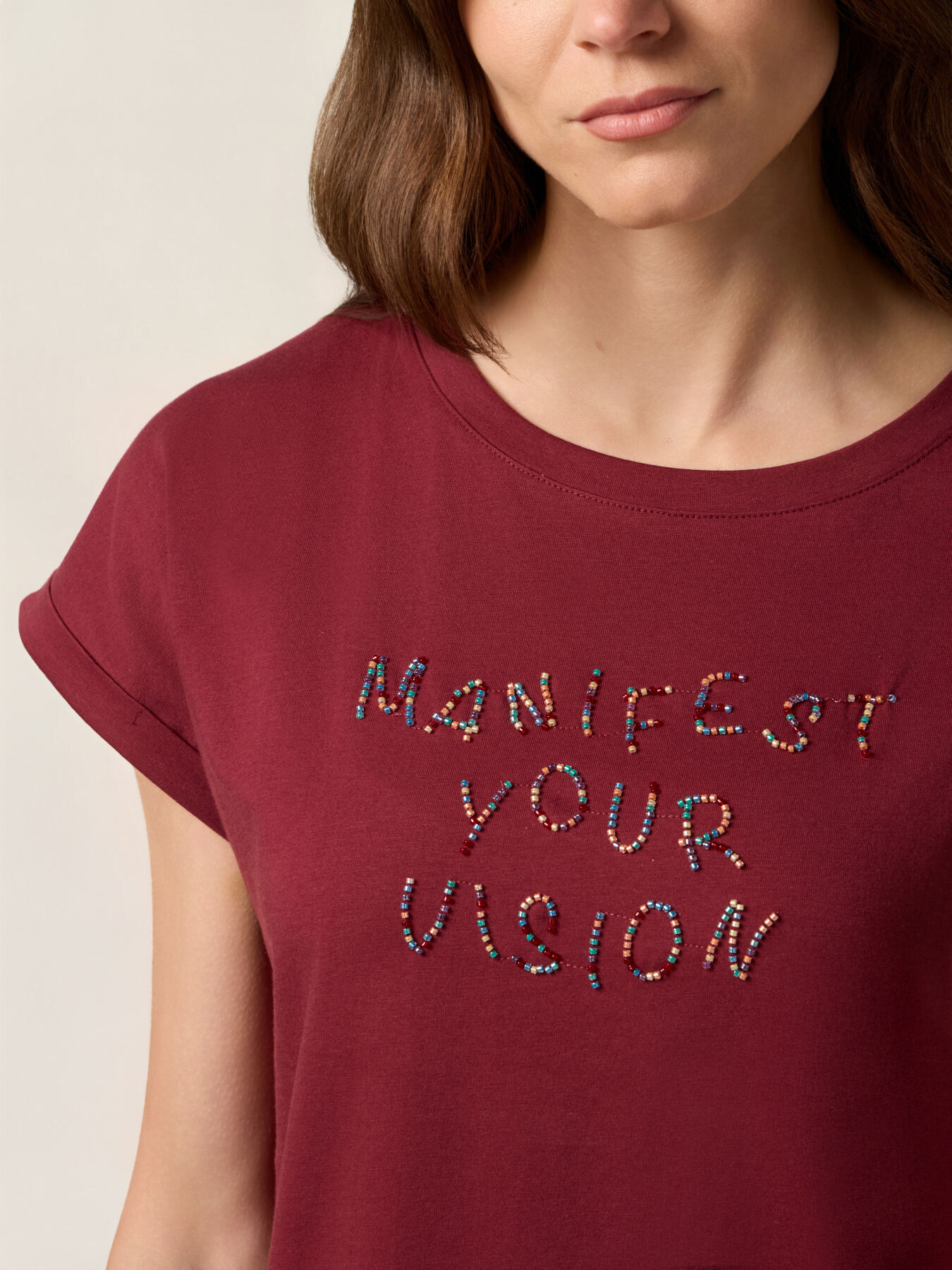 Camiseta de punto con bordado de letras image number 2