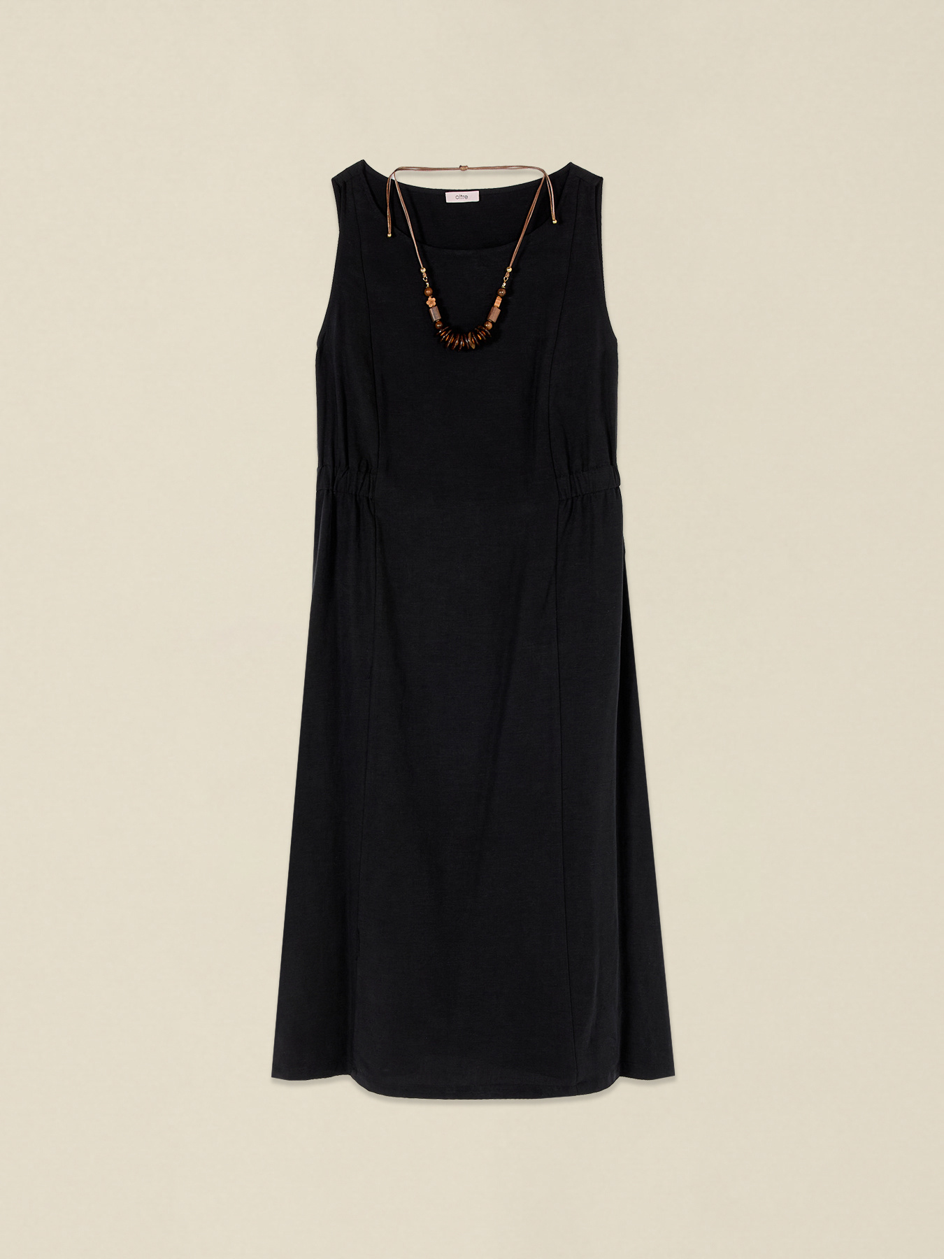 Vestito flared misto lino con collana image number 3
