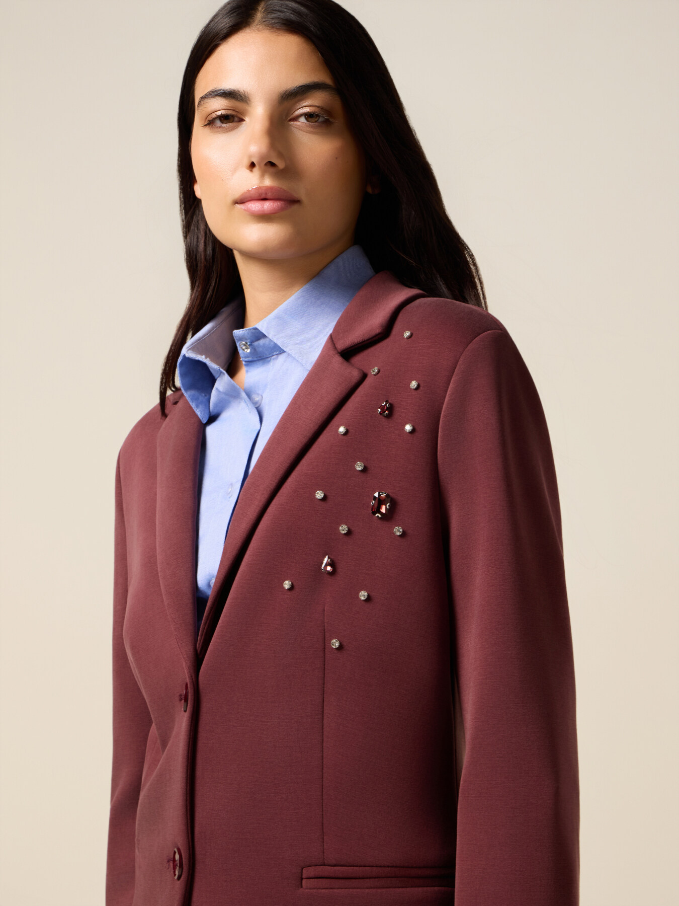 Scuba fabric jacket with appliqu&eacute;s image number 2