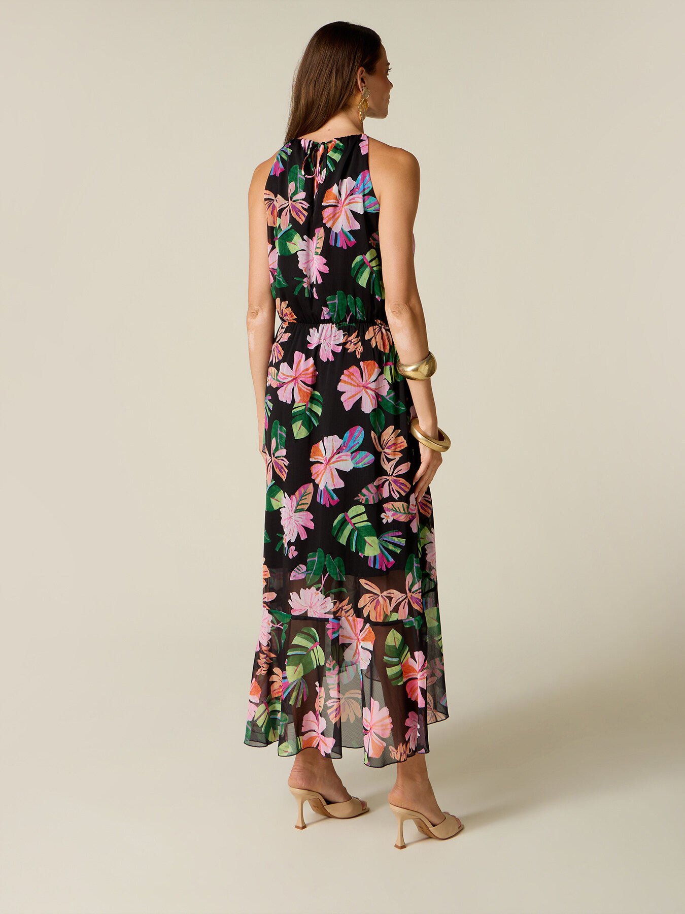 Vestito flare senza maniche fantasia image number 1
