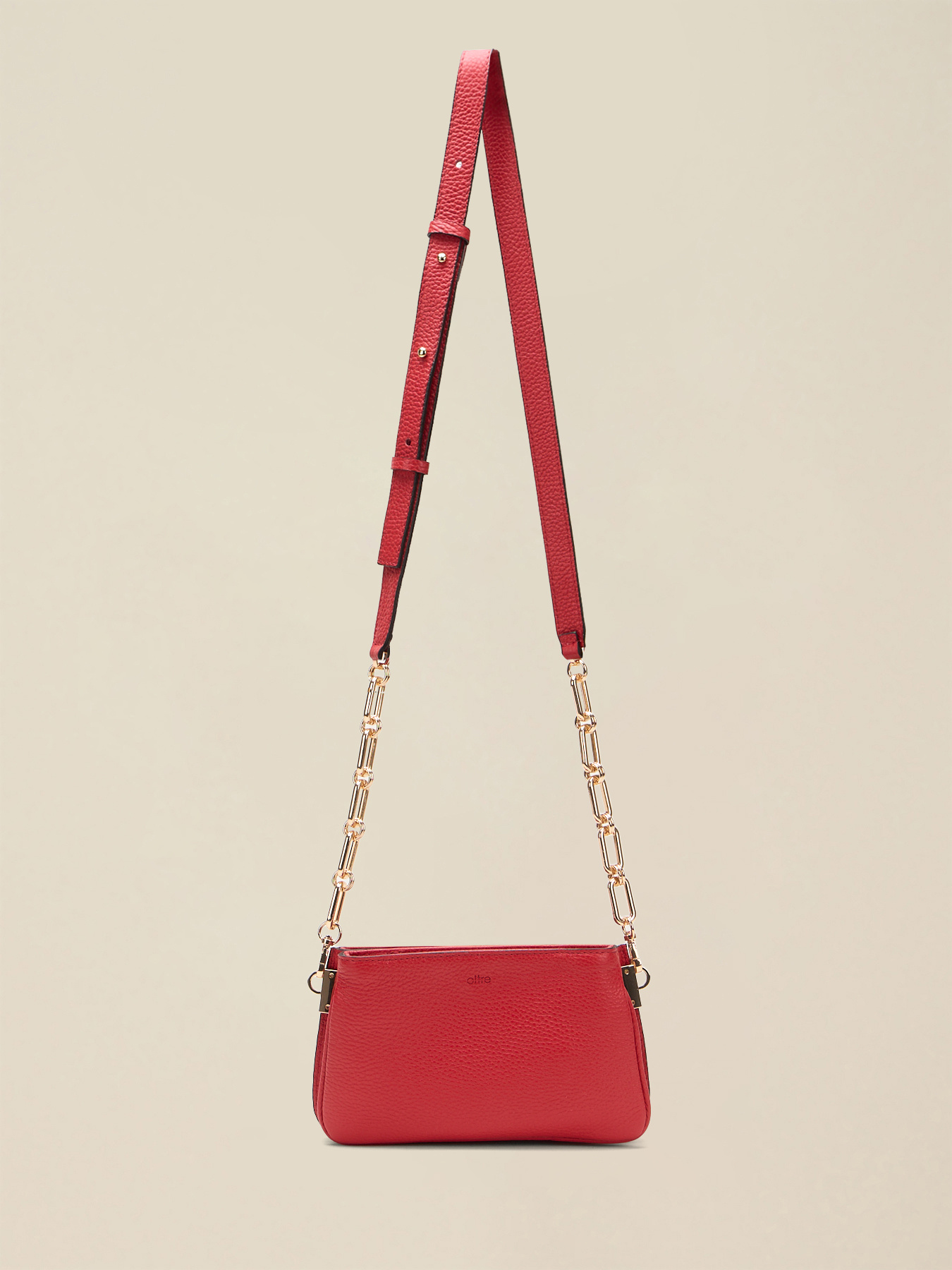 Genuine leather bag with decorative chain image number 2