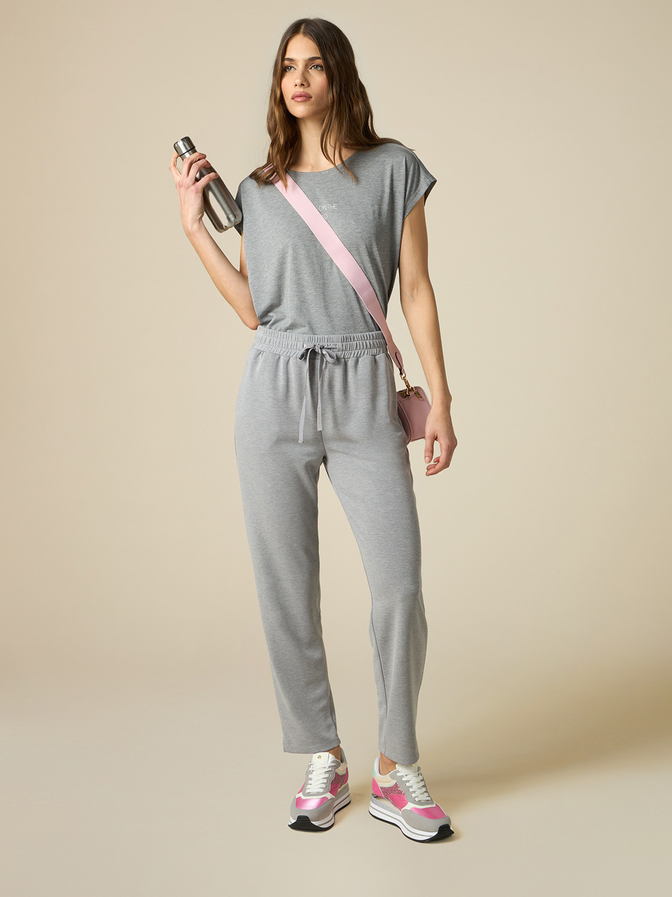 Joggers soft touch in felpa m&eacute;lange image number 0