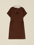 Vestito flare misto lino con collana image number 3