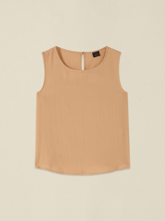 Cropped viscose blend top