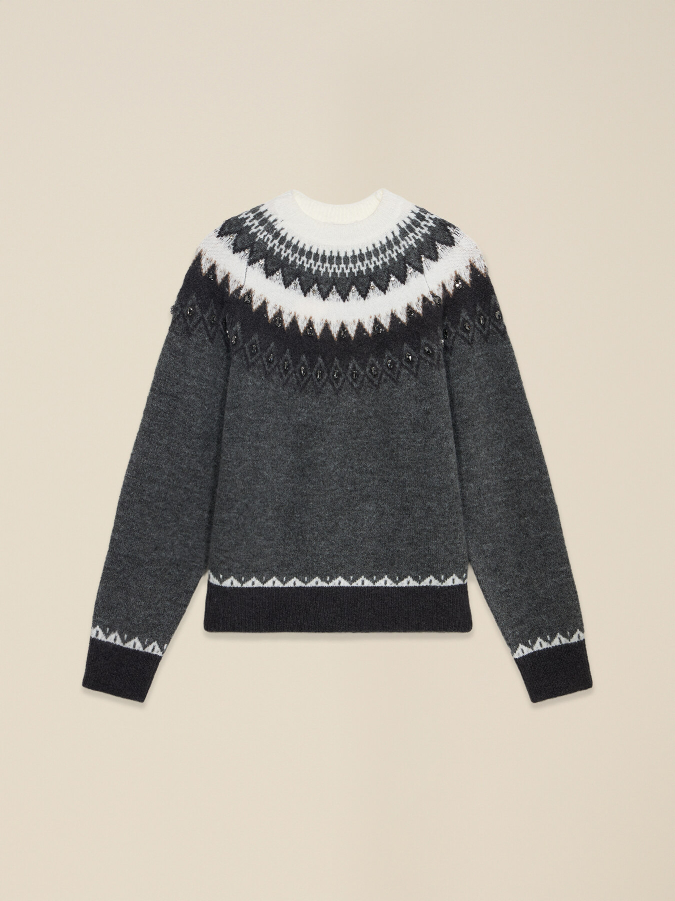 Jacquard-pattern sweater with stud embellishments image number 3